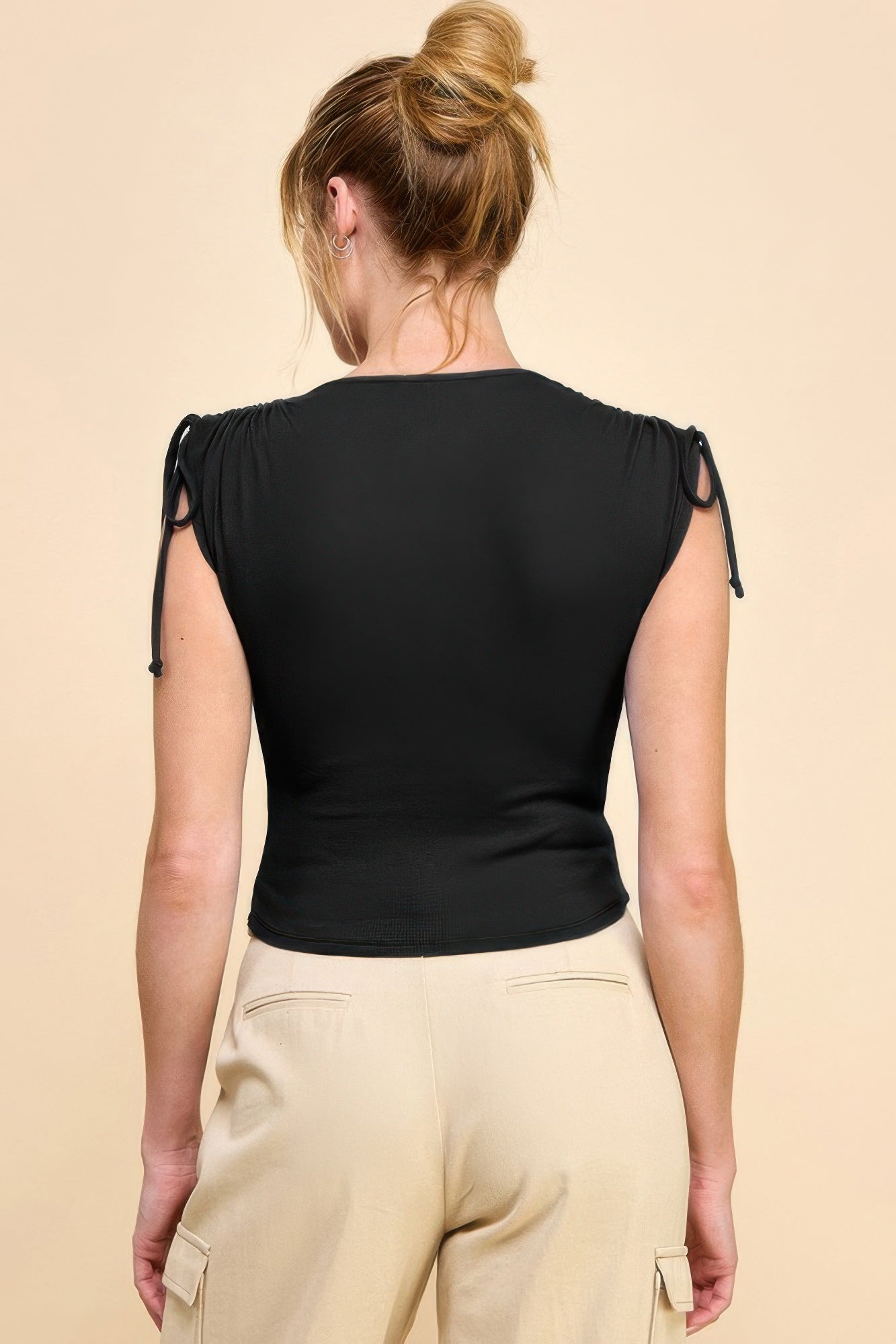 Ruching Shoulder Ribbed Top-TOPS / DRESSES-[Adult]-[Female]-2022 Online Blue Zone Planet