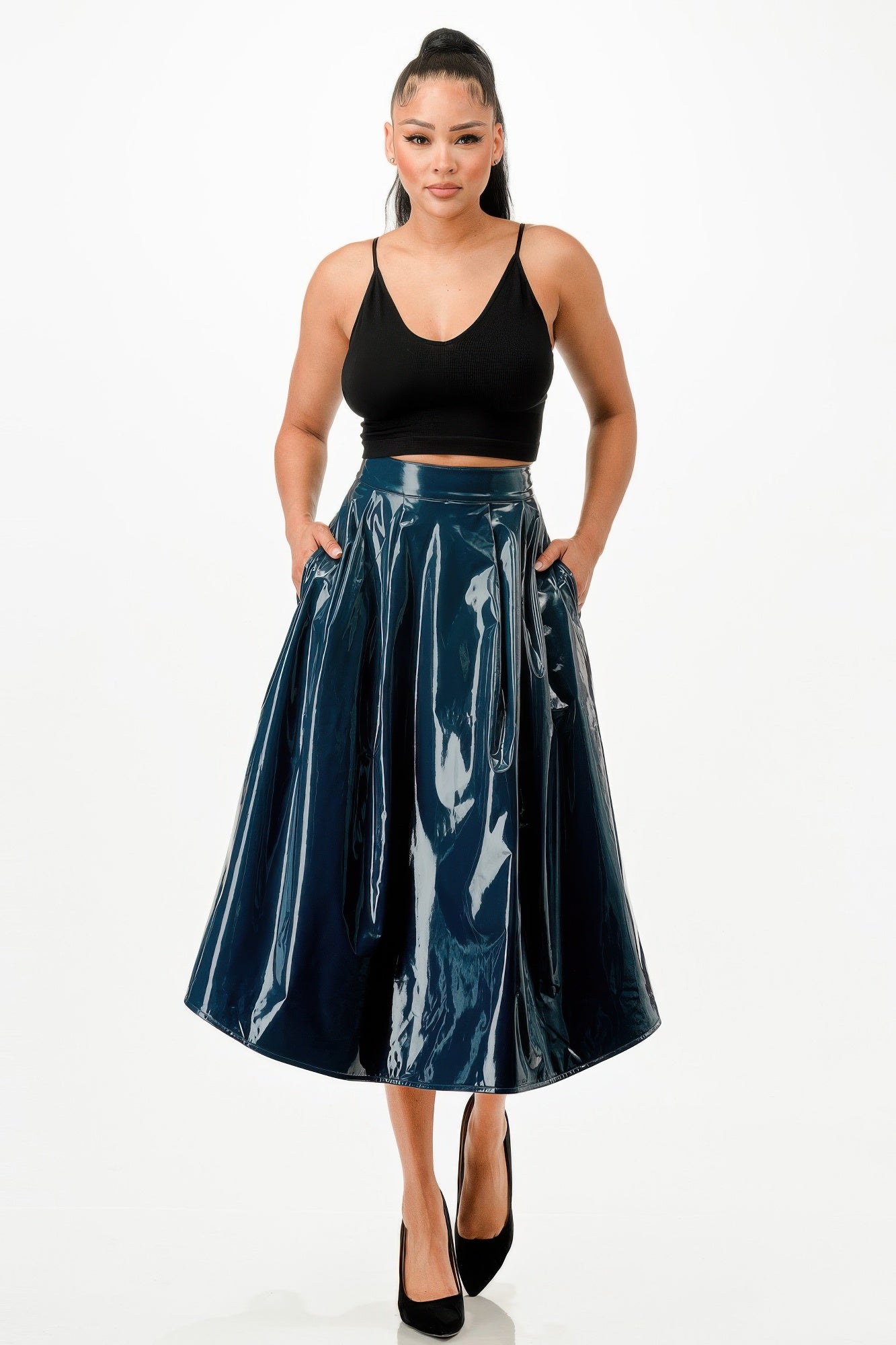 Amanda's Midi Skirt With Pockets-BOTTOM SIZES SMALL MEDIUM LARGE-[Adult]-[Female]-Hunter Green-S-2022 Online Blue Zone Planet