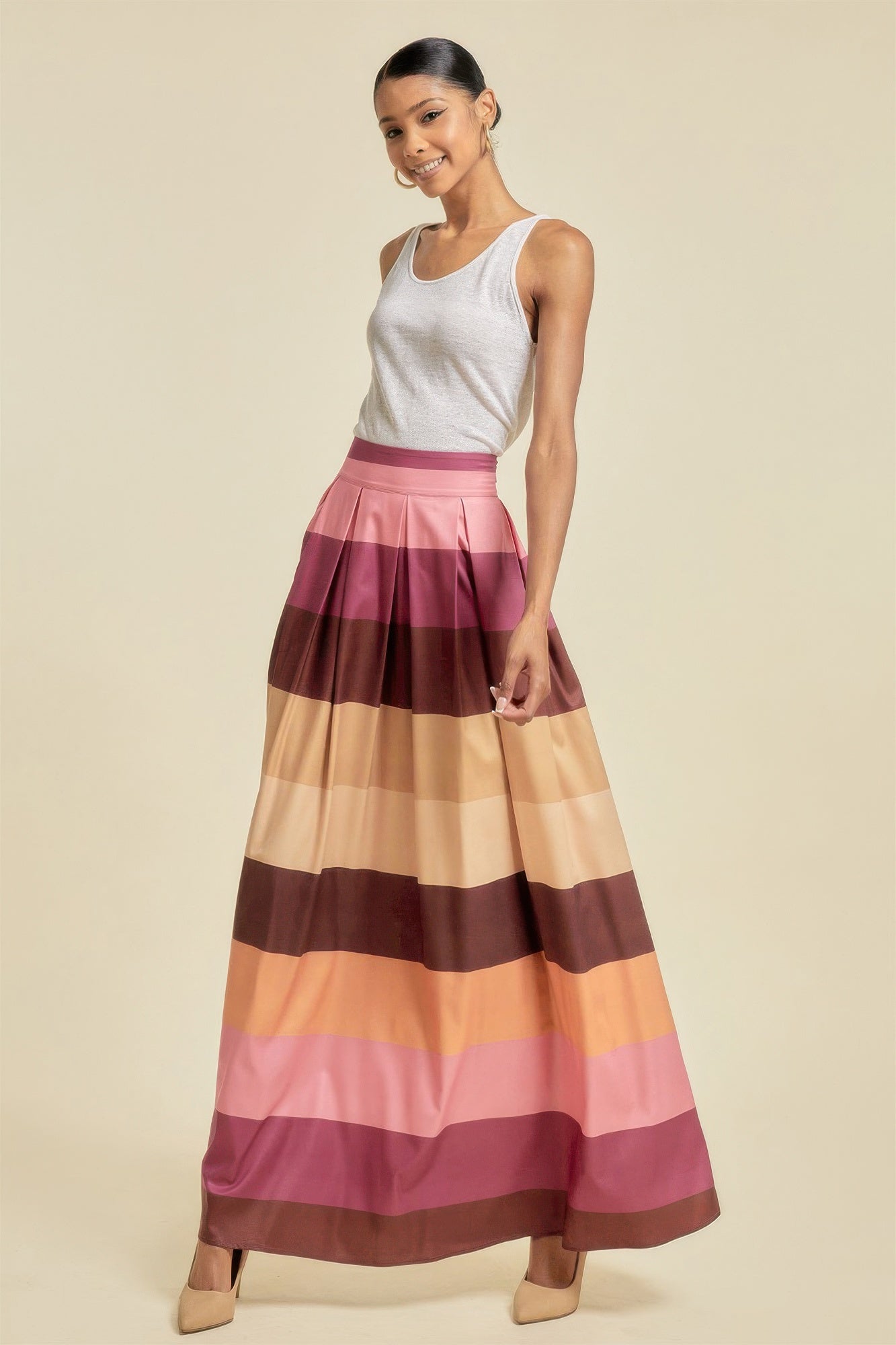 Pam's Color Block Maxi Skirt With Pockets-BOTTOMS SIZES SMALL MEDIUM LARGE-[Adult]-[Female]-2022 Online Blue Zone Planet