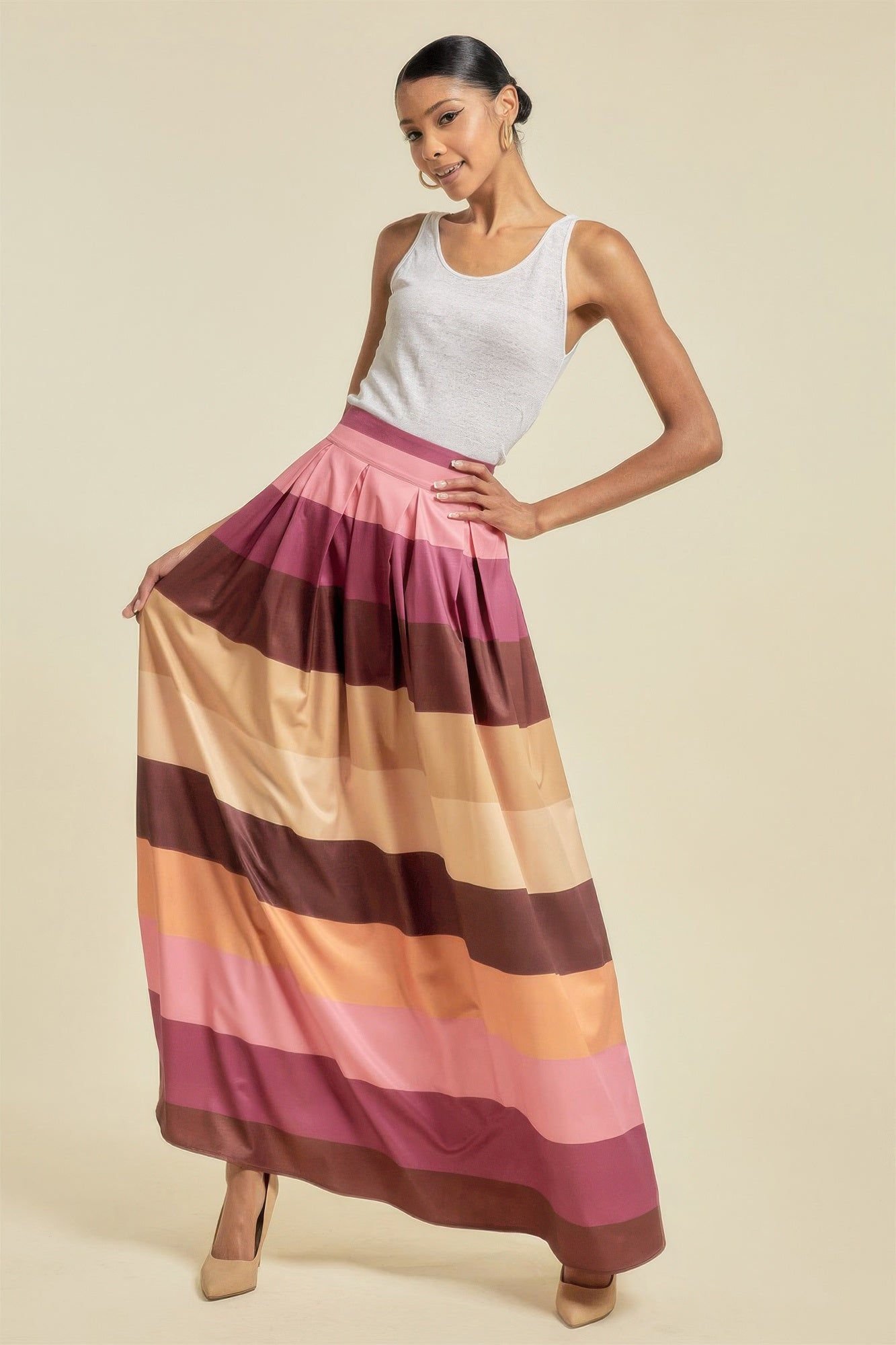 Pam's Color Block Maxi Skirt With Pockets-BOTTOMS SIZES SMALL MEDIUM LARGE-[Adult]-[Female]-2022 Online Blue Zone Planet