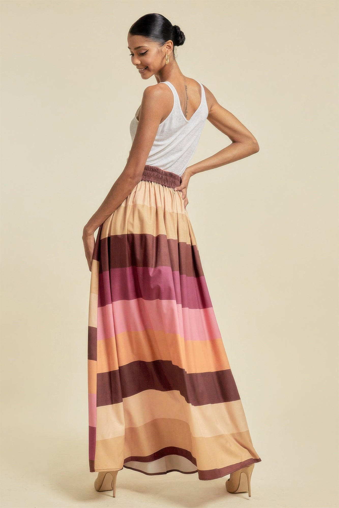 Pam's Color Block Maxi Skirt With Pockets-BOTTOMS SIZES SMALL MEDIUM LARGE-[Adult]-[Female]-2022 Online Blue Zone Planet