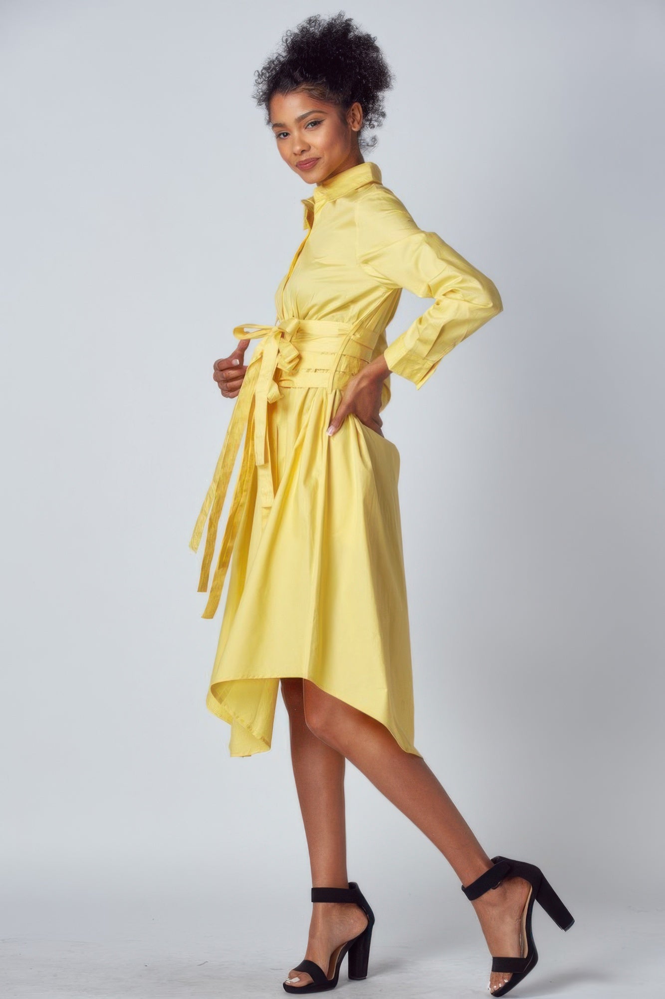 Tina's Knee Length Shirt Dress With Tie Up Belt Detail-TOPS / DRESSES-[Adult]-[Female]-2022 Online Blue Zone Planet