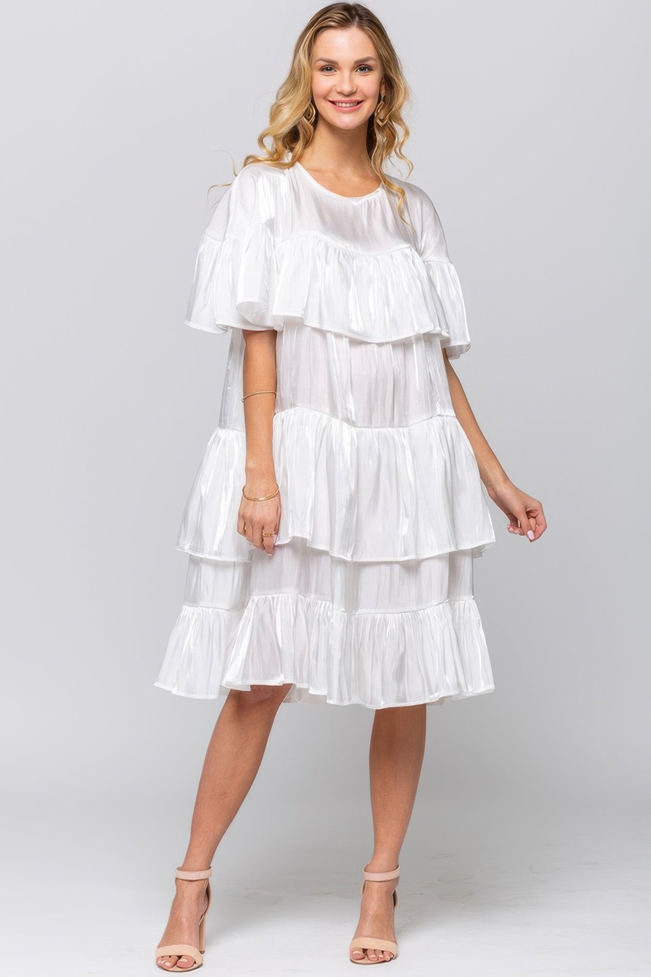 Tonia's Tiered Ruffle Midi Dress-[Adult]-[Female]-2022 Online Blue Zone Planet