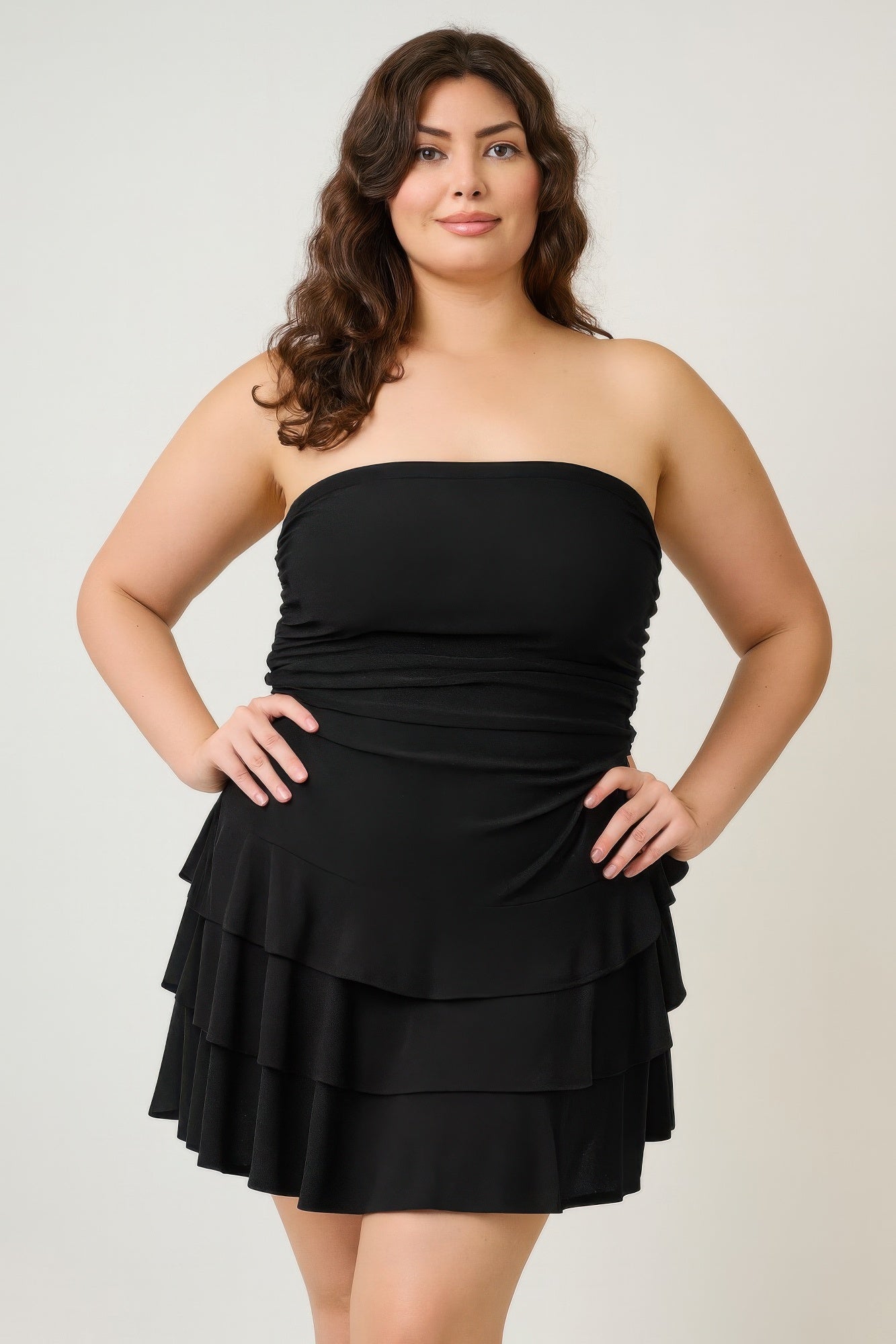 Plus Size Strapless Tiered Ruffle Dress – Blue Zone Planet