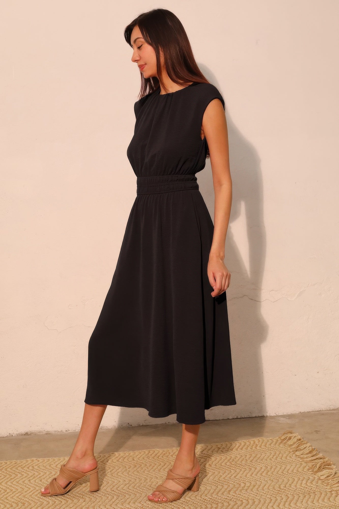 stretchable midi dress Julianne Midi Dress in Stretch Poplin Blooming Peony / 2