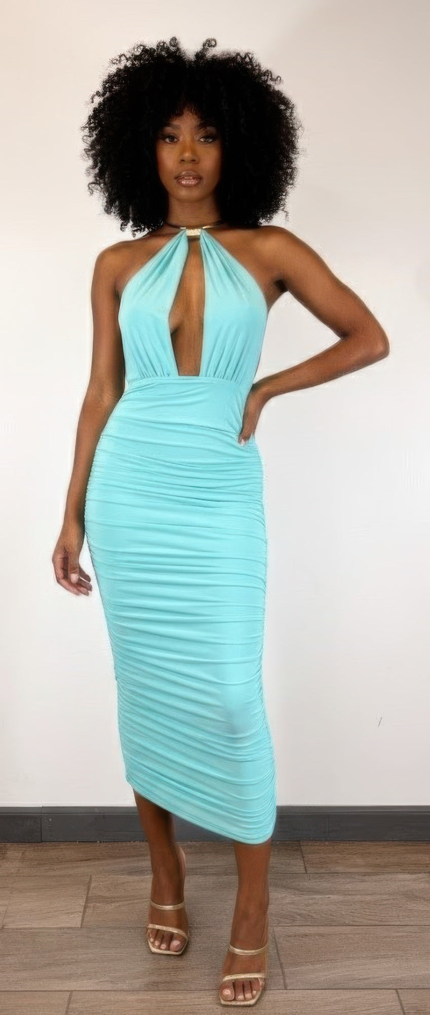 Strapless Necklace Detail Open Back Midi Dress Blue Zone Planet Strapless Necklace Detail Open Back Midi Dress Blue Zone Planet
