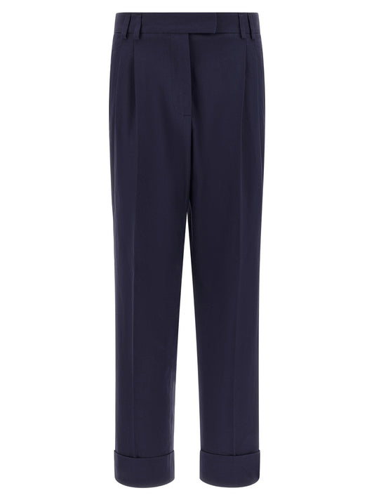 Alberto Biani Albertino Pants-Trousers-[Adult]-[Female]-40 IT-Blue-2022 Online Blue Zone Planet