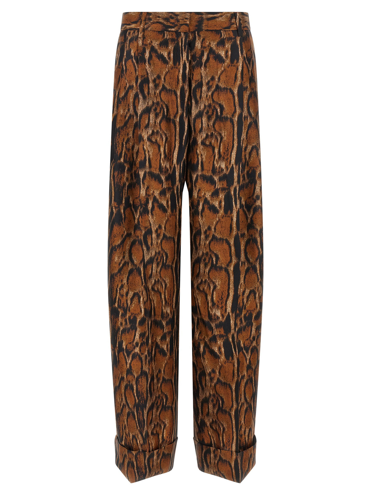 Alberto Biani Lynx Print Pants-Trousers-[Adult]-[Female]-2022 Online Blue Zone Planet