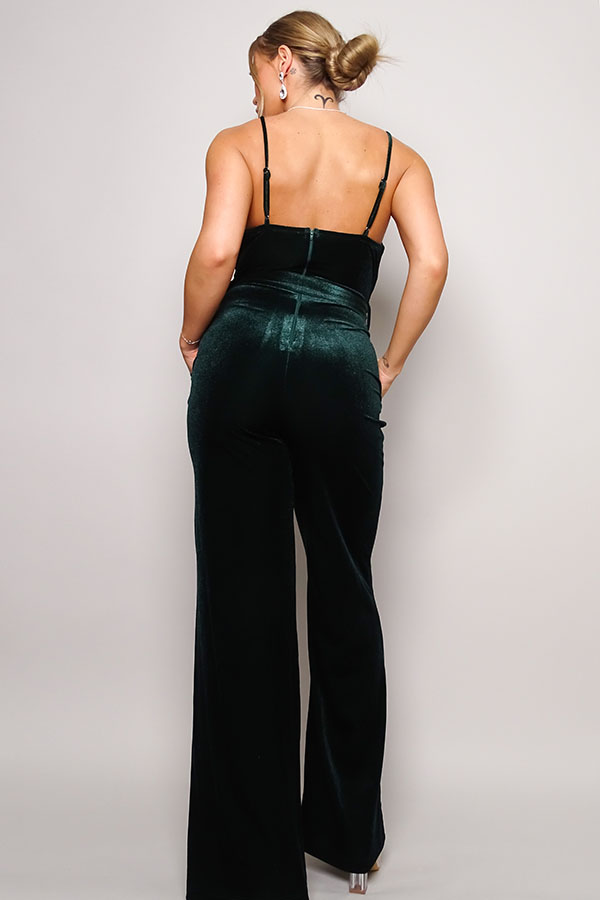 CEFIAN Samba Rhinestone Belt Velvet Jumpsuit Blue Zone Planet