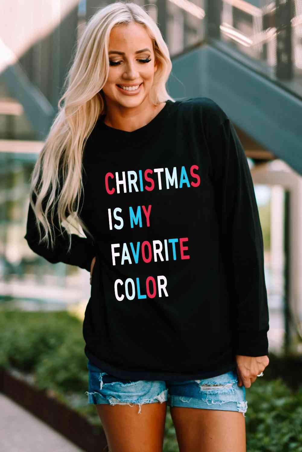 CHRISTMAS IS MY FAVORITE COLOR Graphic T-Shirt BLUE ZONE PLANET