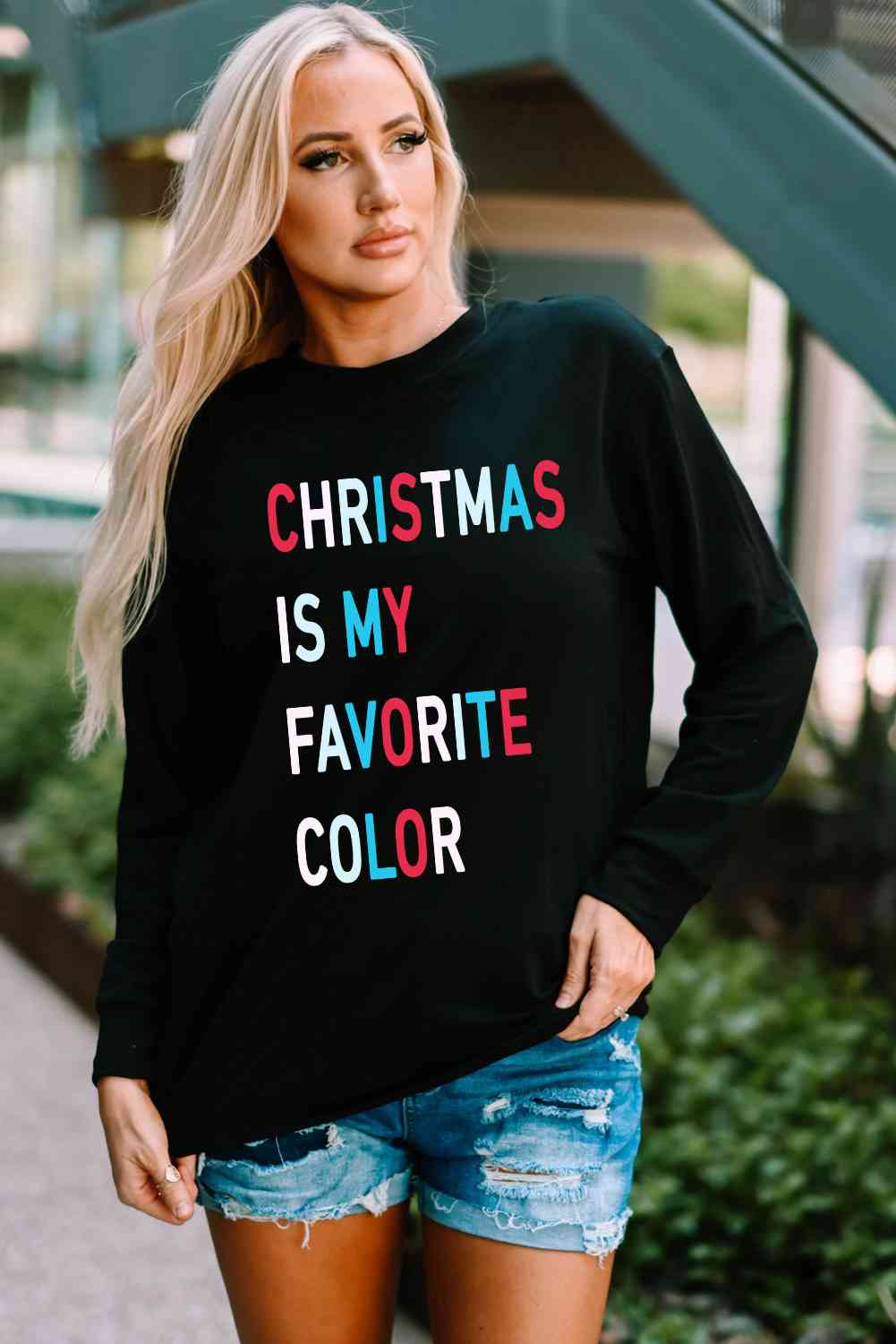 CHRISTMAS IS MY FAVORITE COLOR Graphic T-Shirt BLUE ZONE PLANET