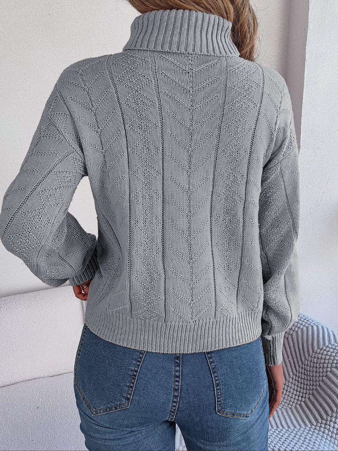 Cable-Knit Turtleneck Sweater BLUE ZONE PLANET