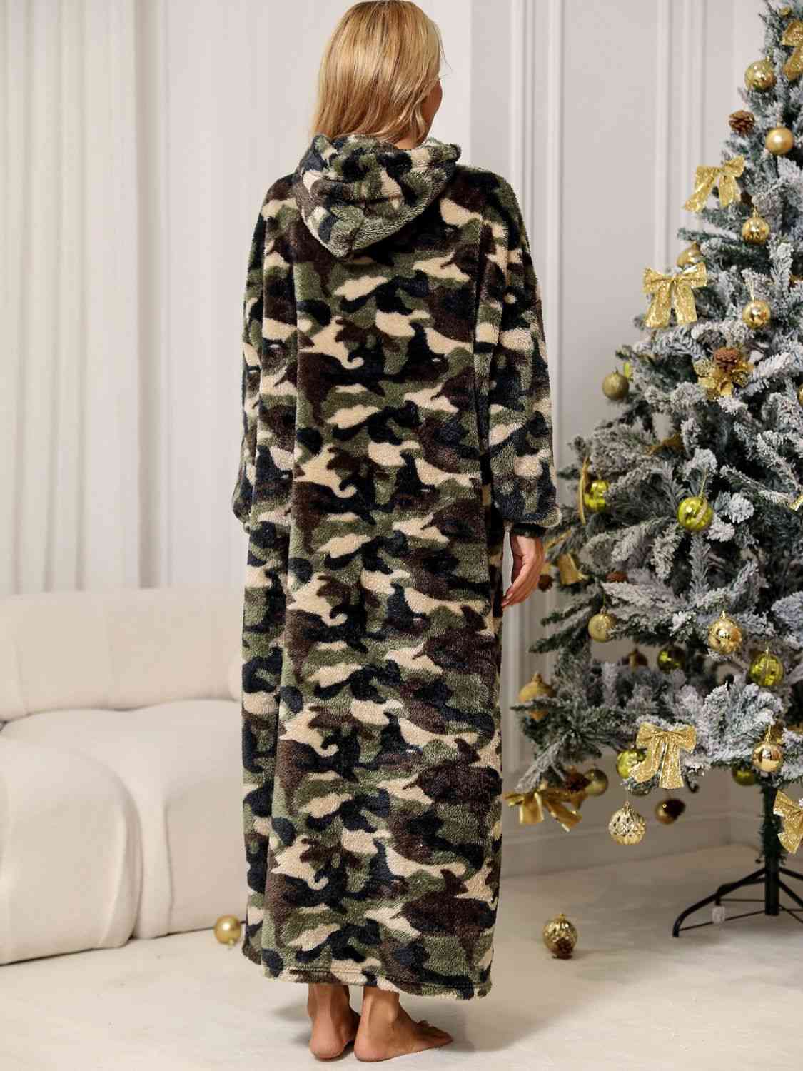 Camouflage Hooded Teddy Night Dress BLUE ZONE PLANET