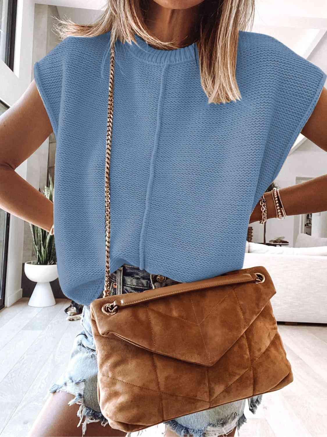 Cap Sleeve Sweater Vest BLUE ZONE PLANET