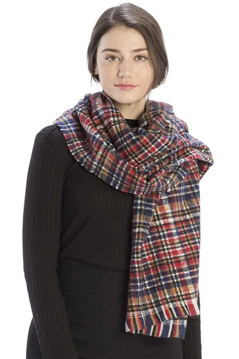 Care for Others Plaid Checkered Scarf Blue Zone Planet