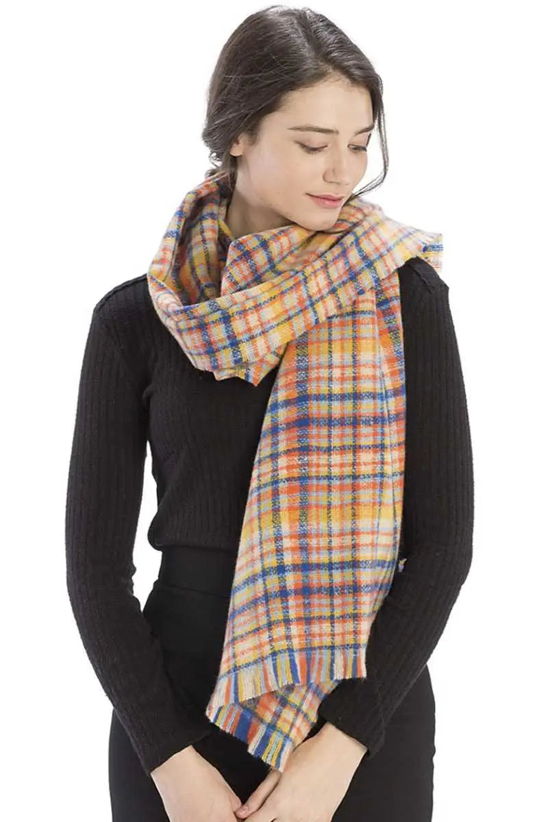 Care for Others Plaid Checkered Scarf Blue Zone Planet