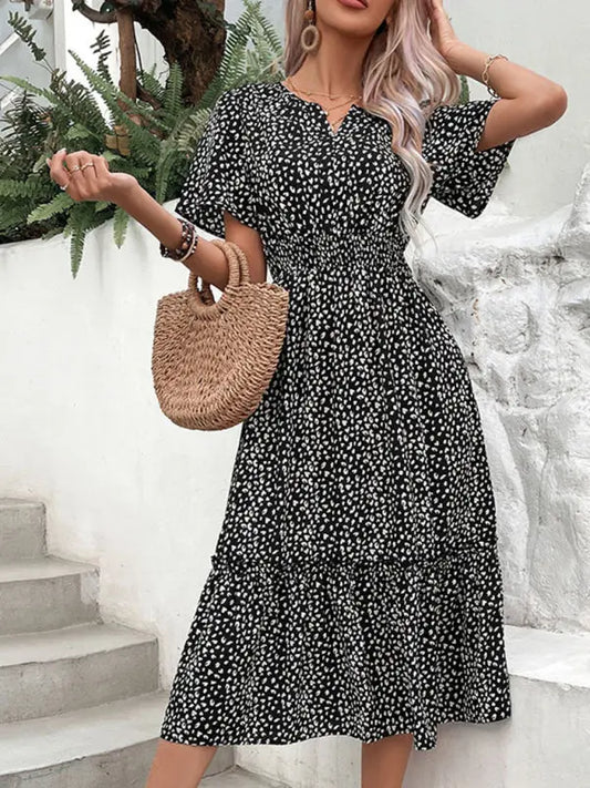 Casual Waist Irregular Graphic Print Dress kakaclo