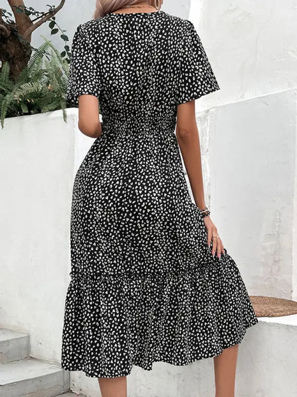 Casual Waist Irregular Graphic Print Dress kakaclo
