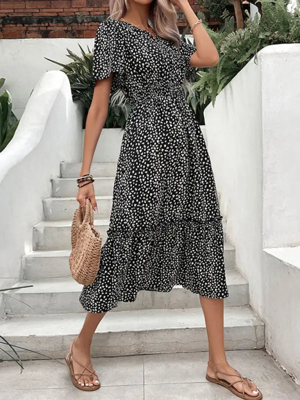 Casual Waist Irregular Graphic Print Dress kakaclo