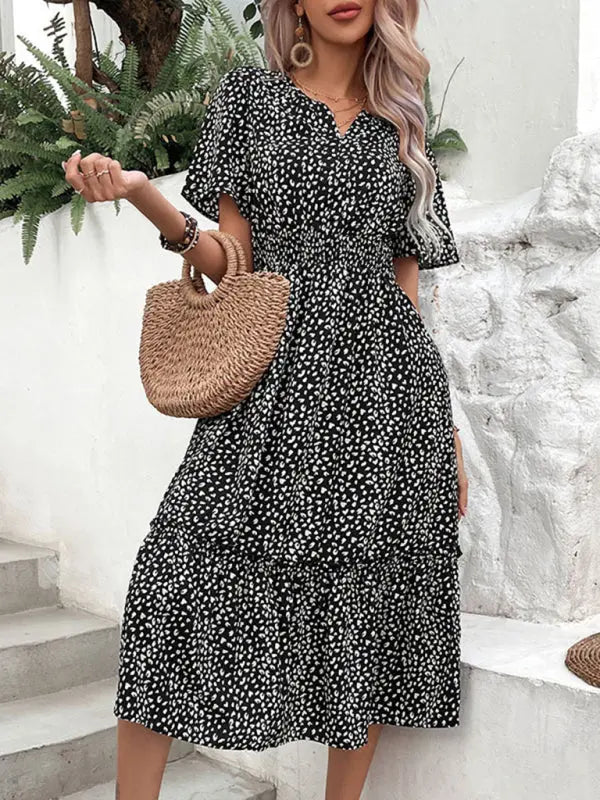 Casual Waist Irregular Graphic Print Dress kakaclo
