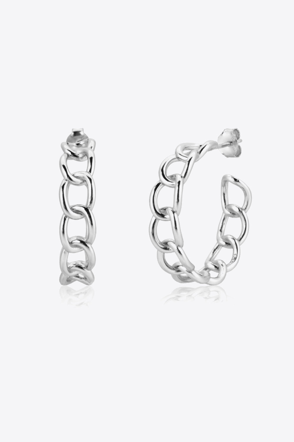 Chain C-Hoop 925 Sterling Silver Earrings BLUE ZONE PLANET