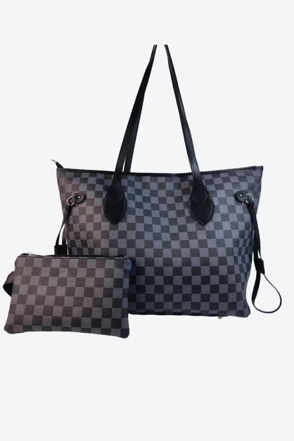 Checkered PVC Two-Piece Bag Set BLUE ZONE PLANET