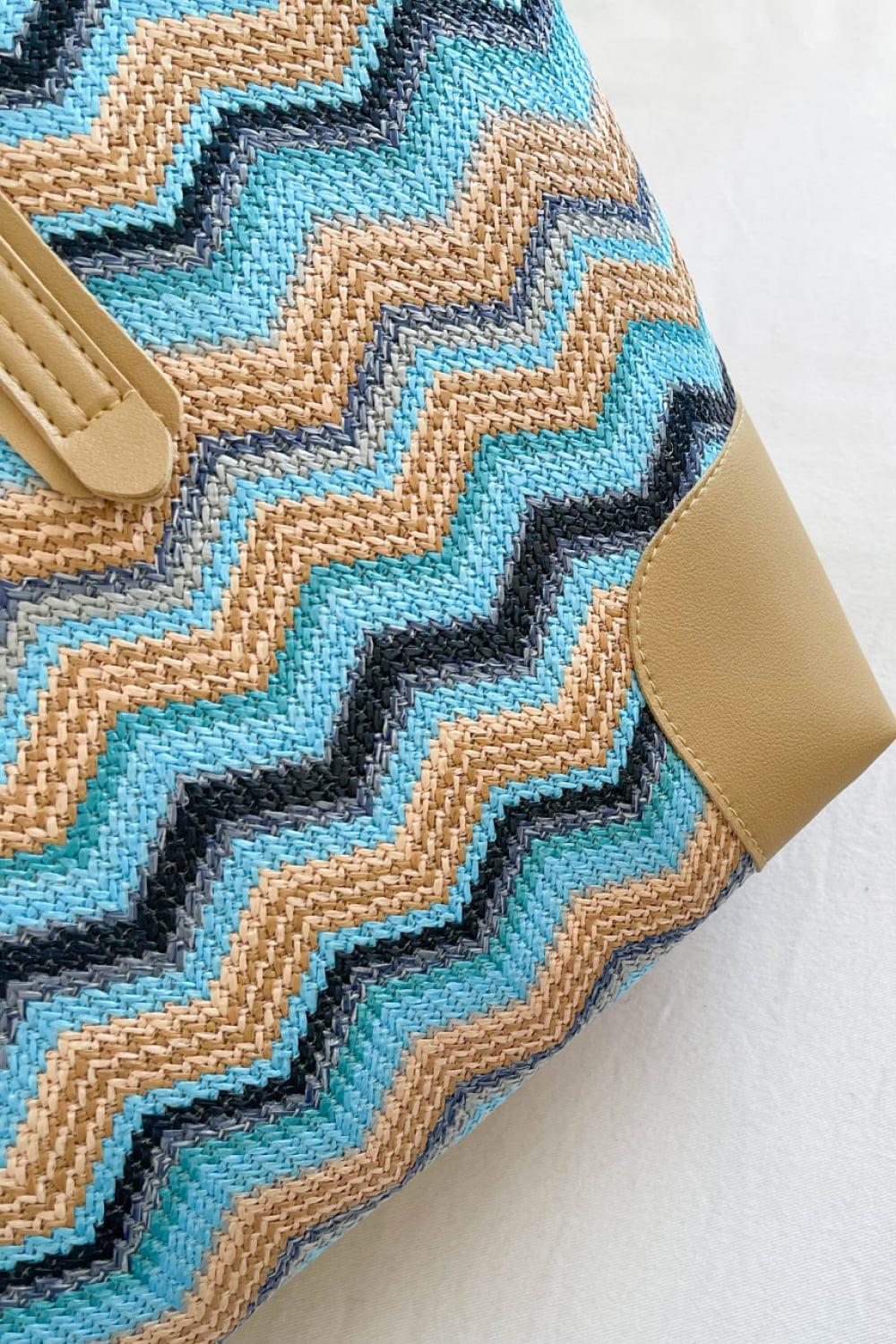 Chevron Straw Tote Bag BLUE ZONE PLANET