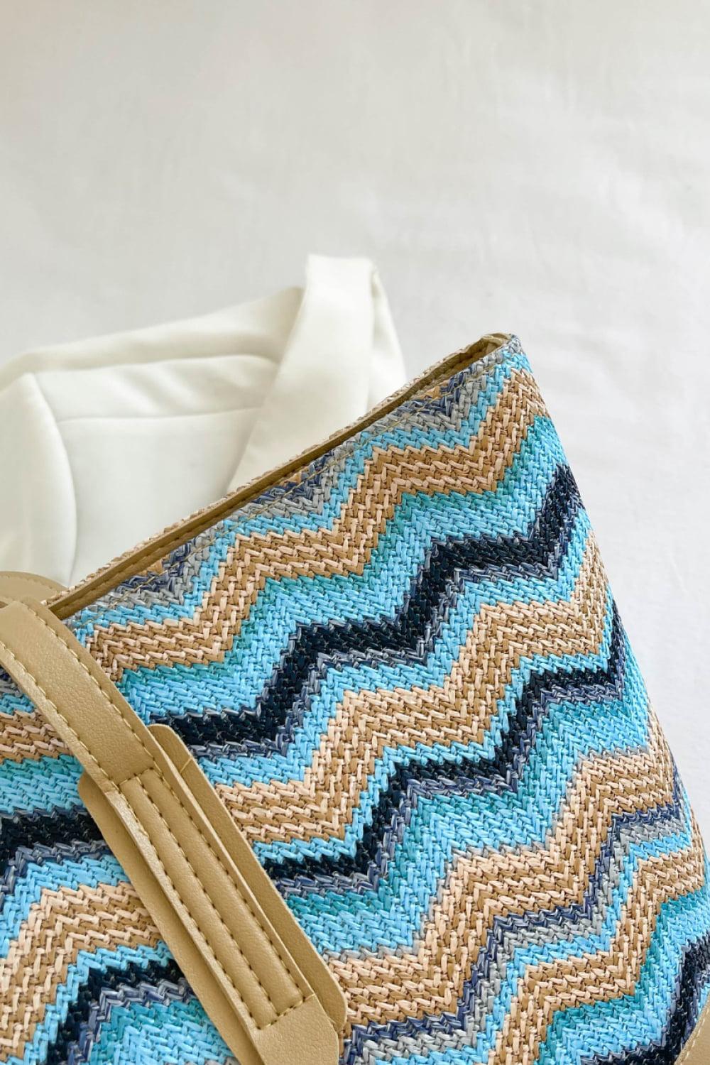 Chevron Straw Tote Bag BLUE ZONE PLANET