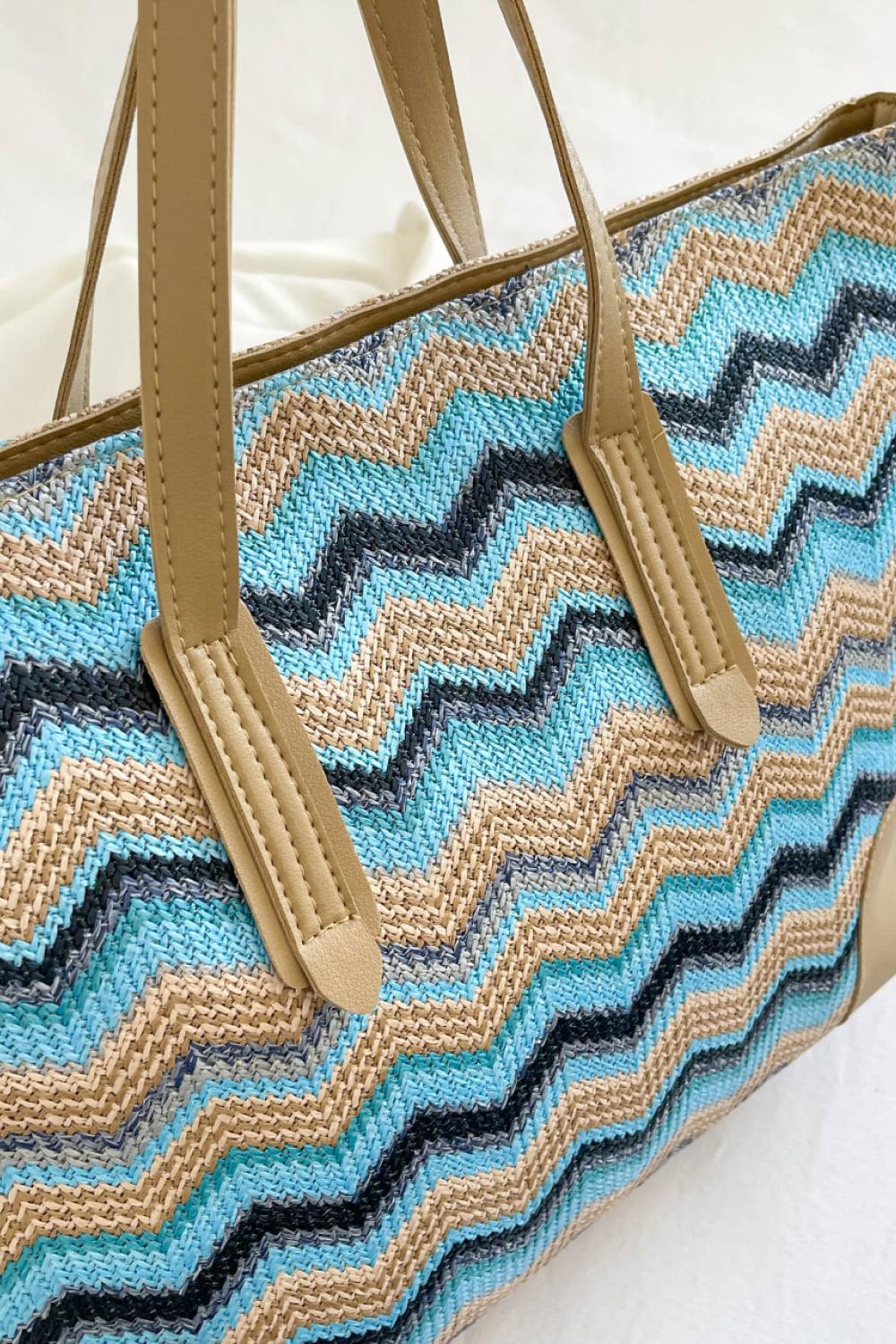 Chevron Straw Tote Bag BLUE ZONE PLANET