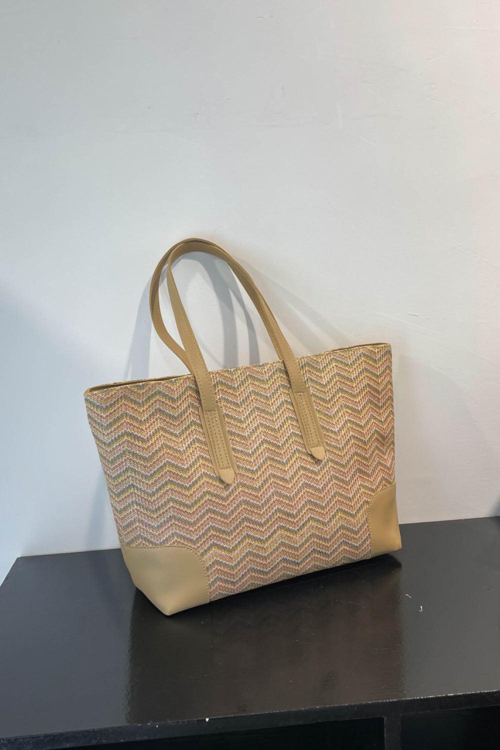 Chevron Straw Tote Bag BLUE ZONE PLANET