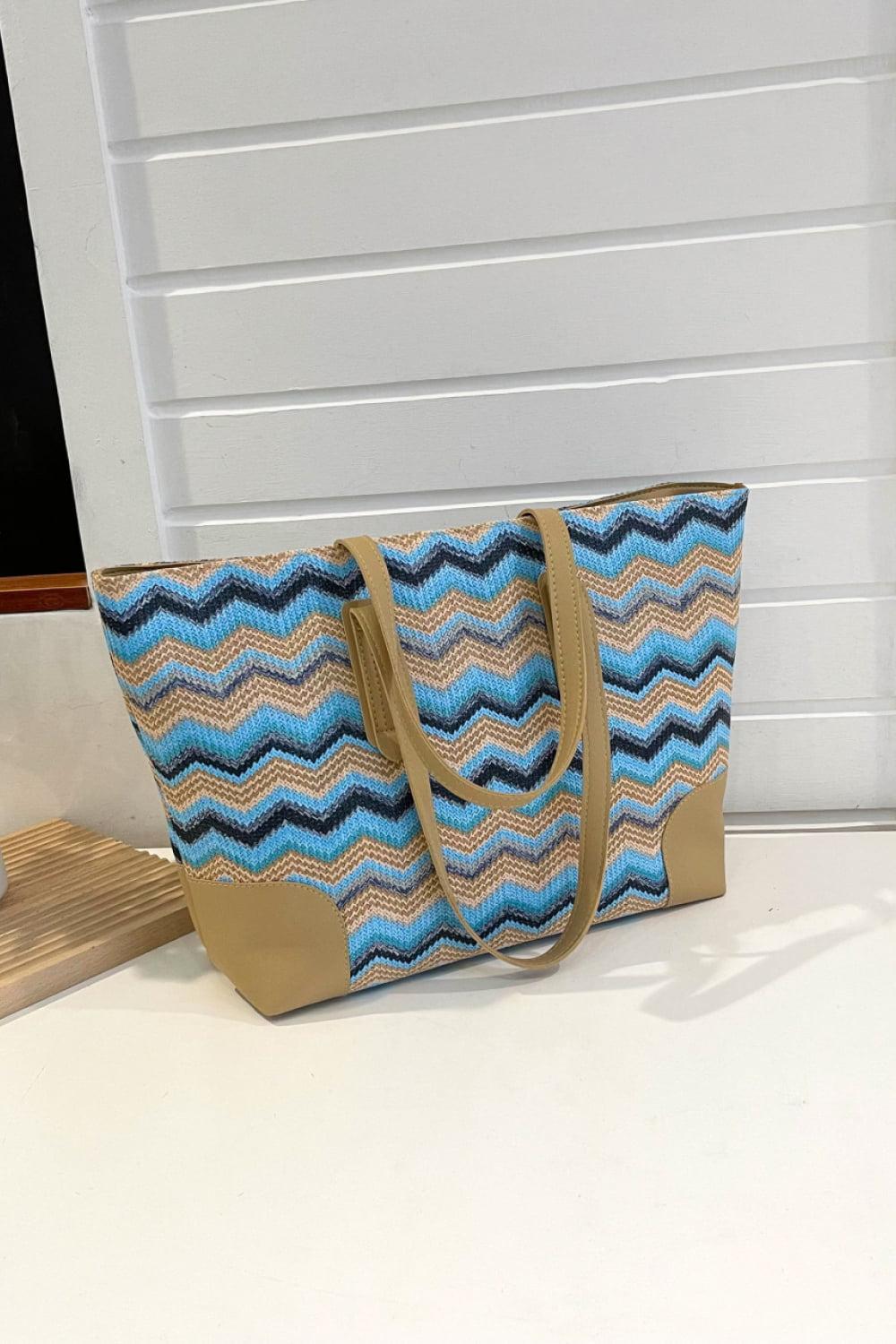 Chevron Straw Tote Bag BLUE ZONE PLANET