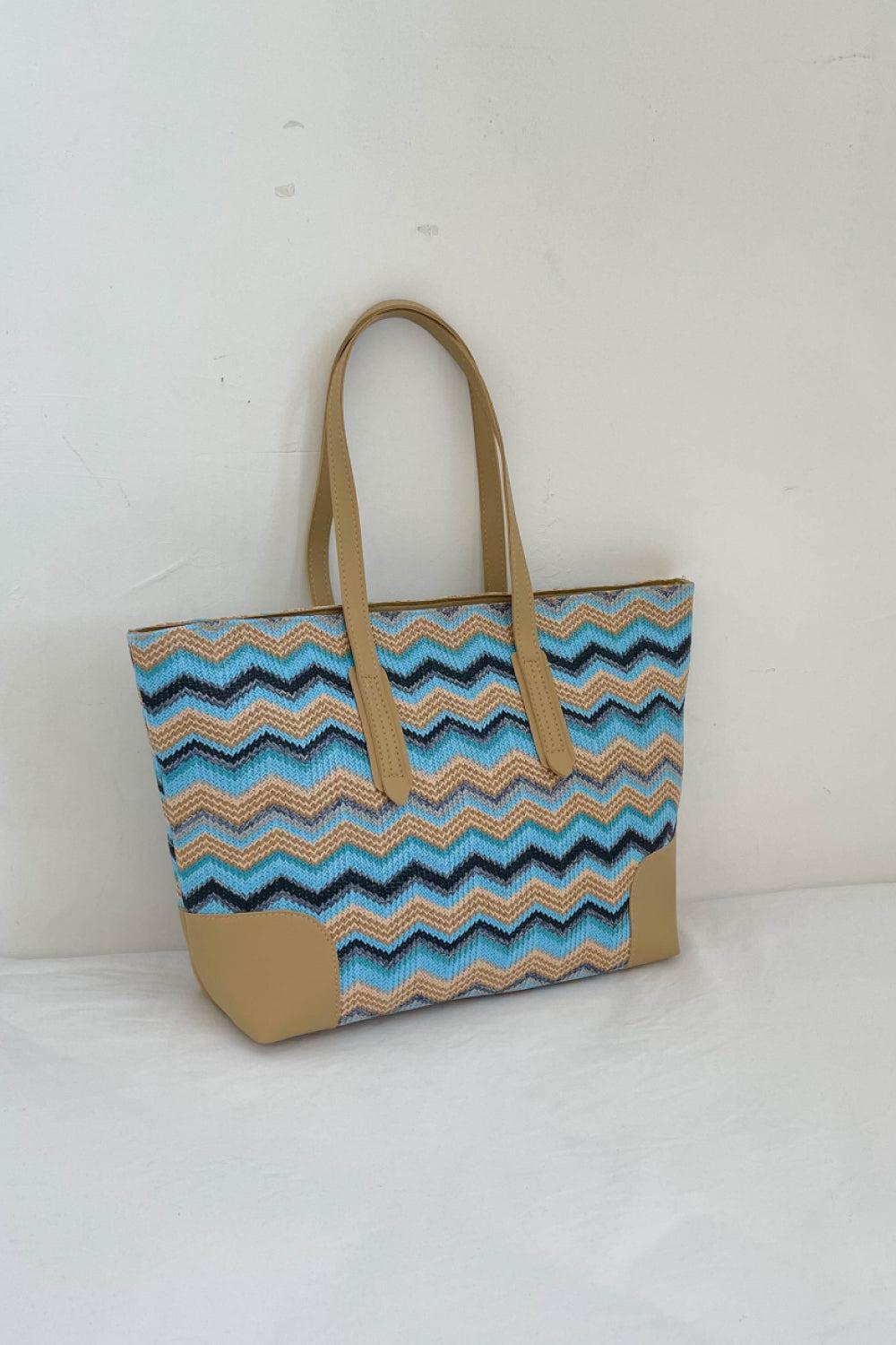 Chevron Straw Tote Bag BLUE ZONE PLANET