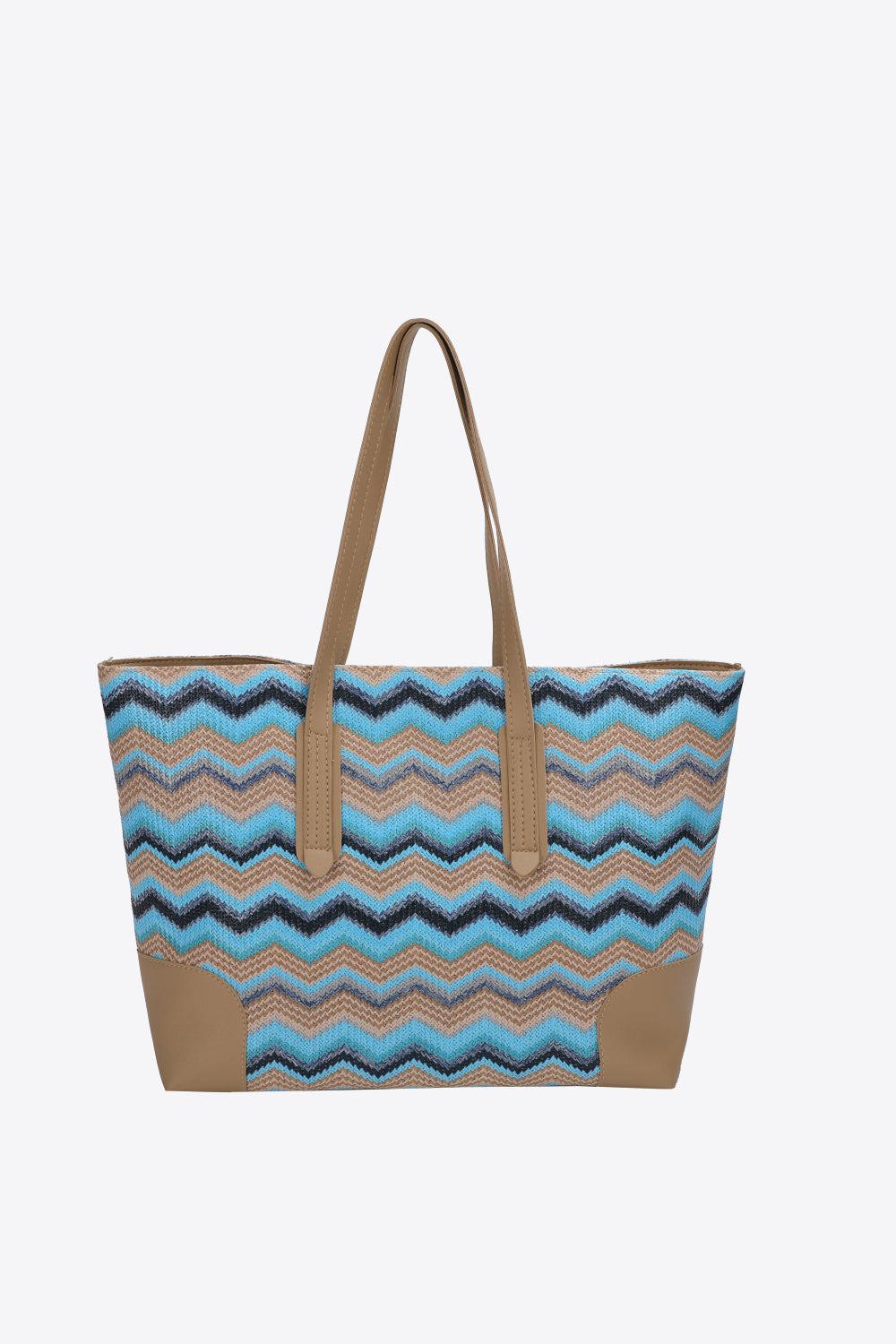 Chevron Straw Tote Bag BLUE ZONE PLANET