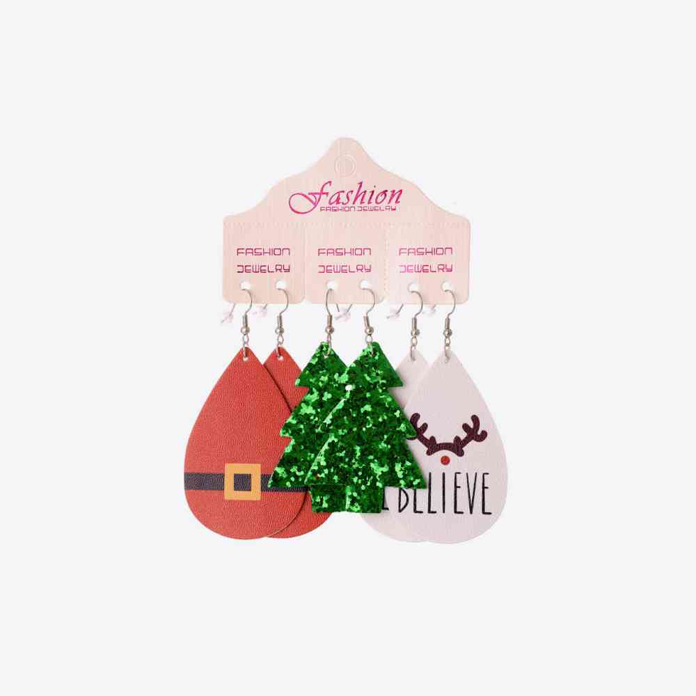 Christmas PU Earrings Set BLUE ZONE PLANET