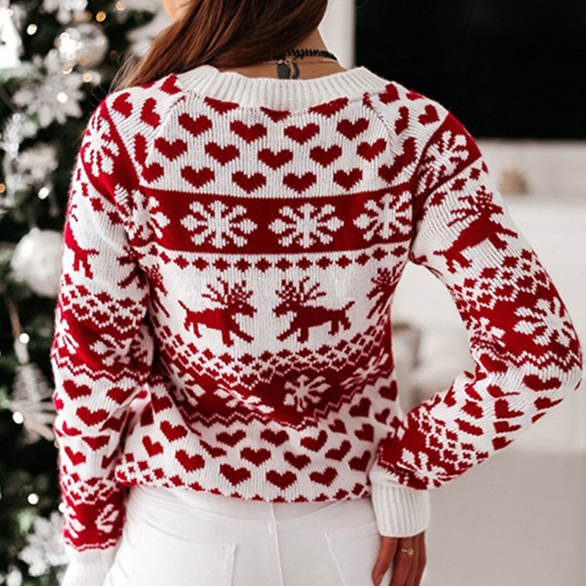 Christmas Raglan Sleeve Sweater-TOPS / DRESSES-[Adult]-[Female]-2022 Online Blue Zone Planet