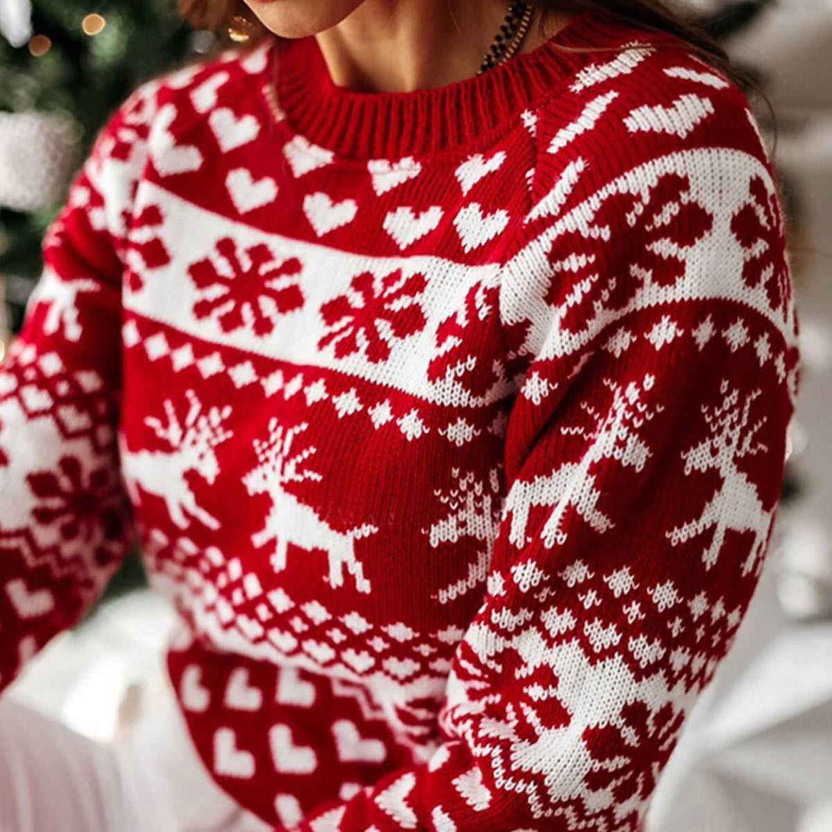 Christmas Raglan Sleeve Sweater-TOPS / DRESSES-[Adult]-[Female]-2022 Online Blue Zone Planet