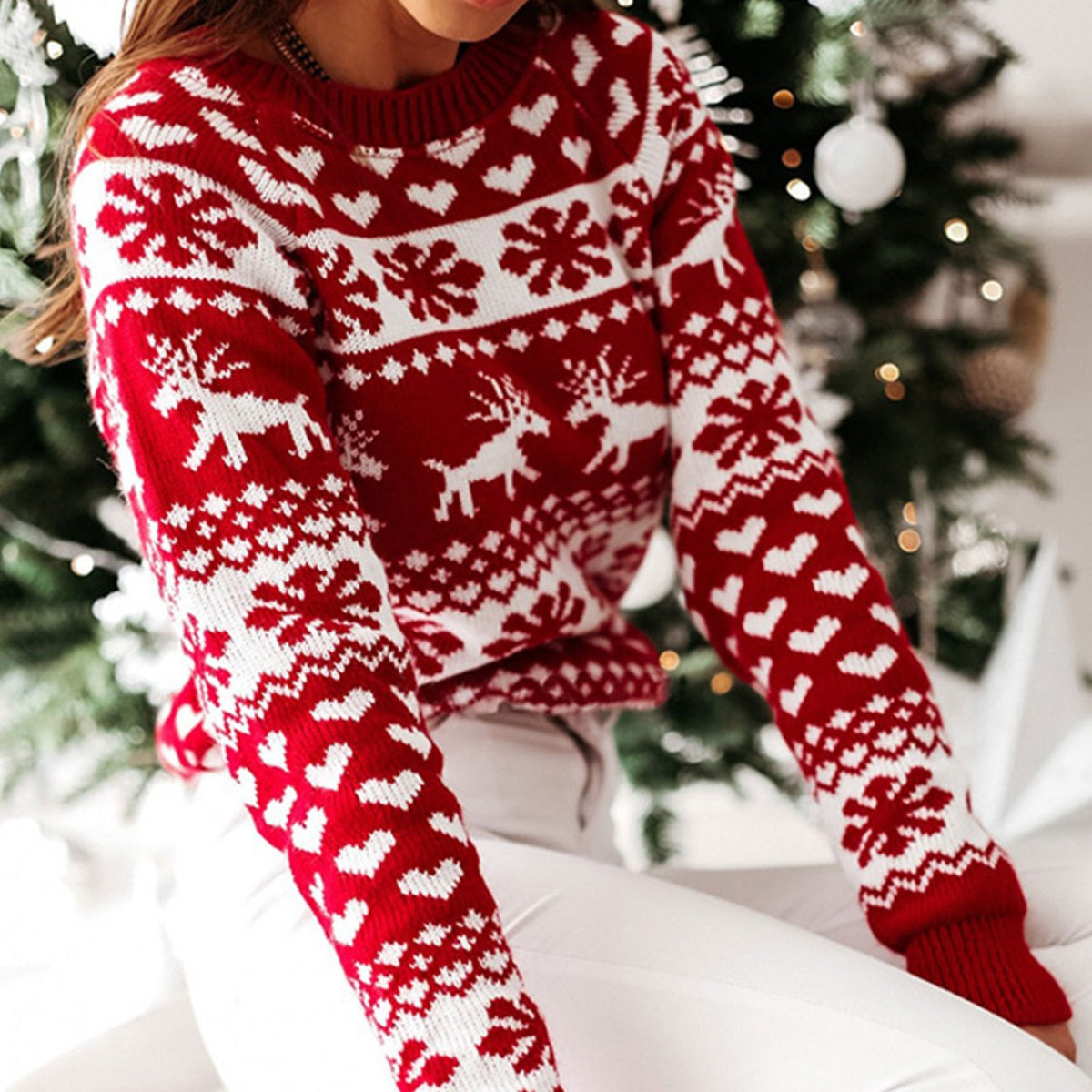 Christmas Raglan Sleeve Sweater-TOPS / DRESSES-[Adult]-[Female]-Red Orange-S-2022 Online Blue Zone Planet