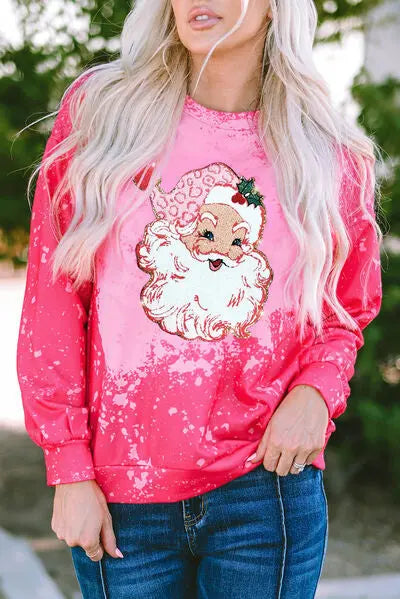 Christmas Santa Claus Tie Dye Print Pullover Sweatshirt BLUE ZONE PLANET