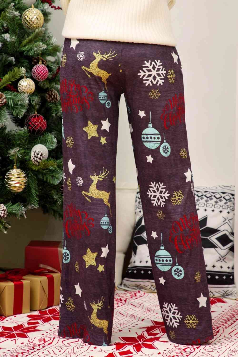 Christmas Straight Leg Pants BLUE ZONE PLANET