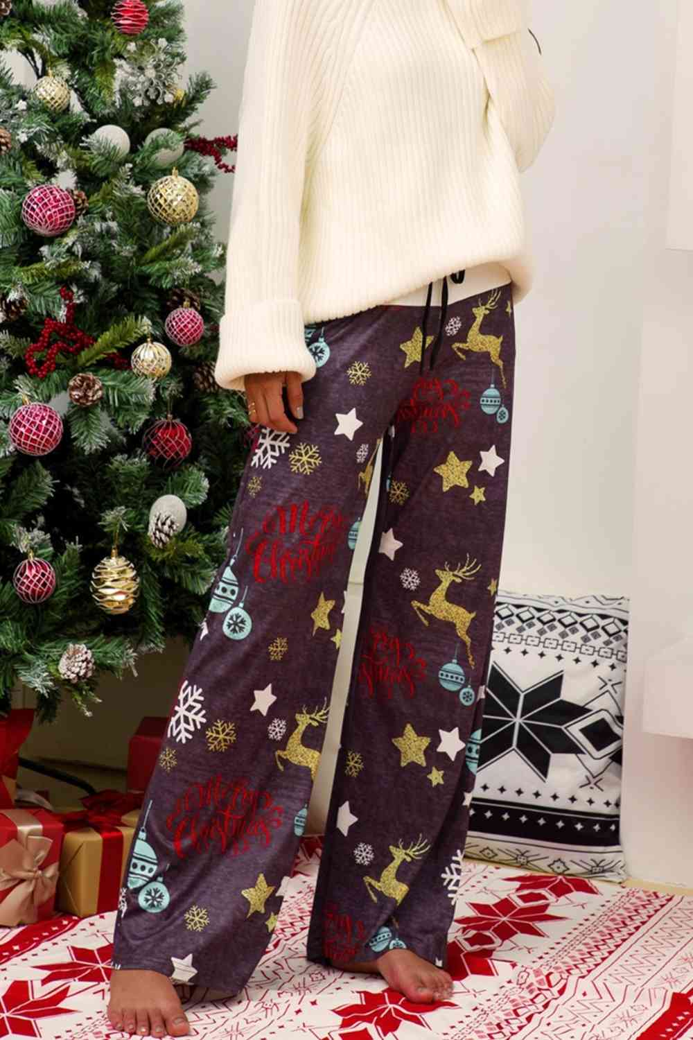 Christmas Straight Leg Pants BLUE ZONE PLANET