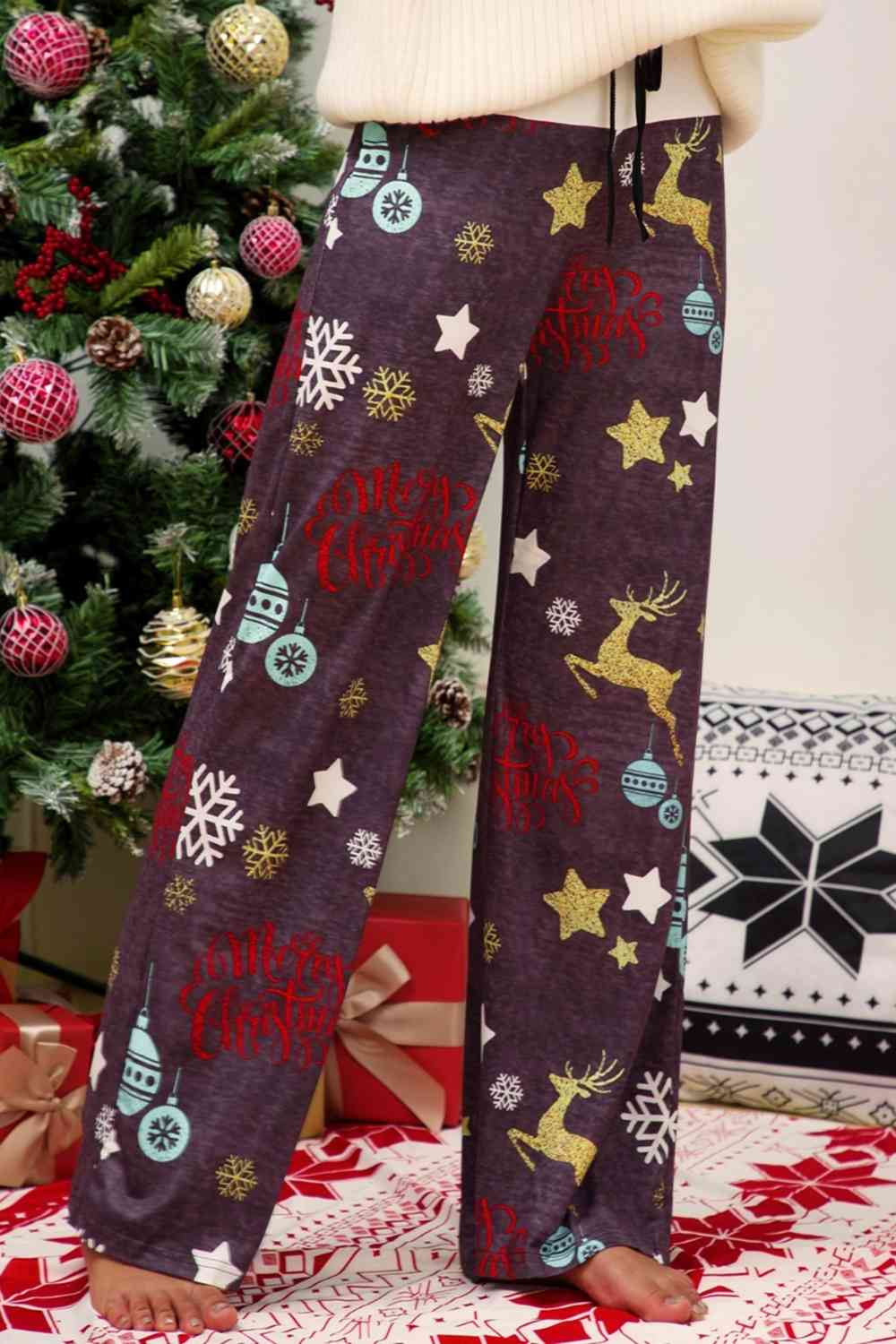 Christmas Straight Leg Pants BLUE ZONE PLANET