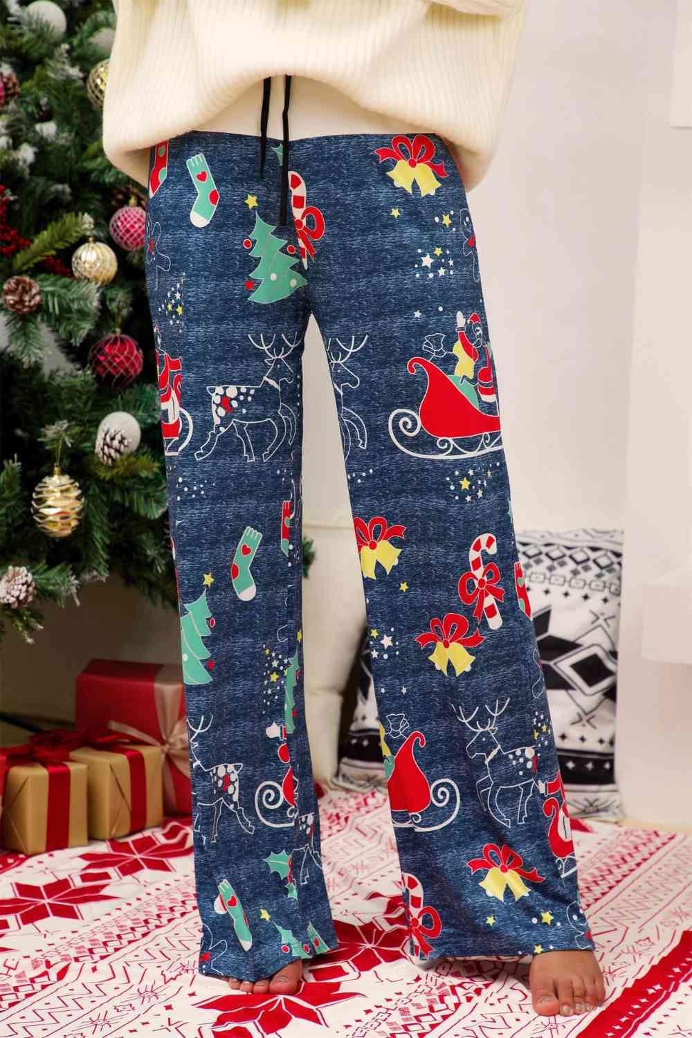 Christmas Straight Leg Pants BLUE ZONE PLANET