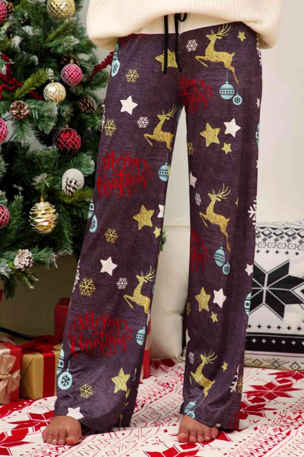 Christmas Straight Leg Pants BLUE ZONE PLANET