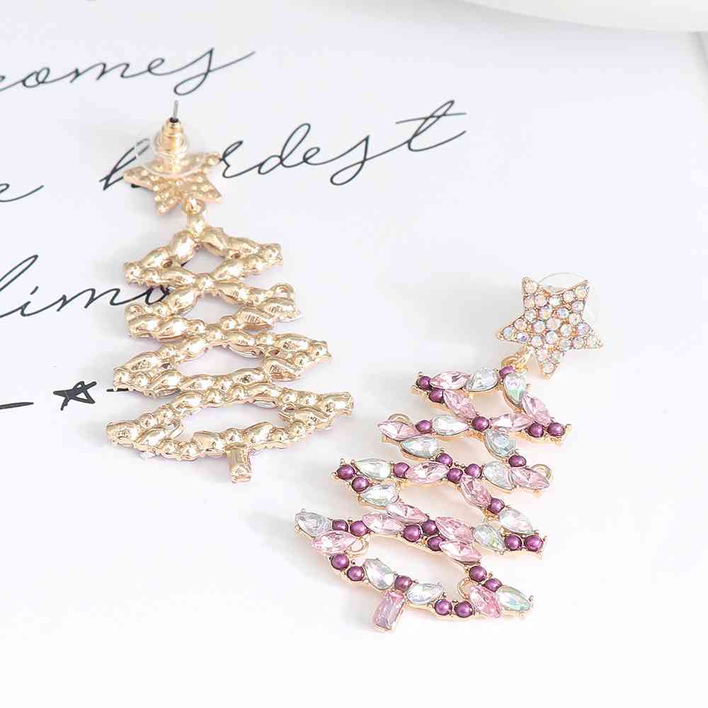 Christmas Tree Rhinestone Alloy Earrings BLUE ZONE PLANET