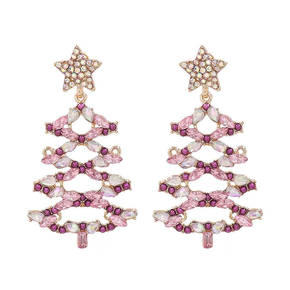 Christmas Tree Rhinestone Alloy Earrings BLUE ZONE PLANET