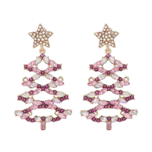 Christmas Tree Rhinestone Alloy Earrings BLUE ZONE PLANET