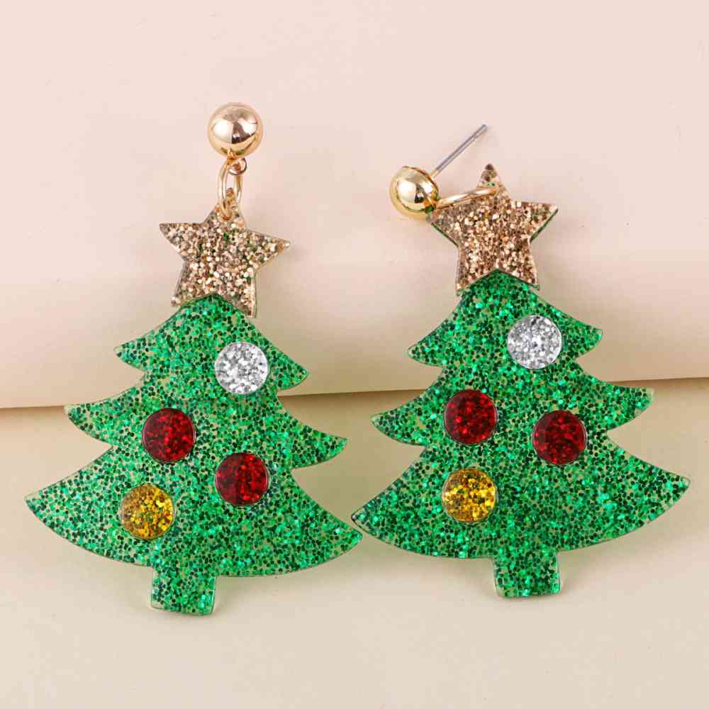 Christmas Tree Rhinestone Alloy Earrings BLUE ZONE PLANET