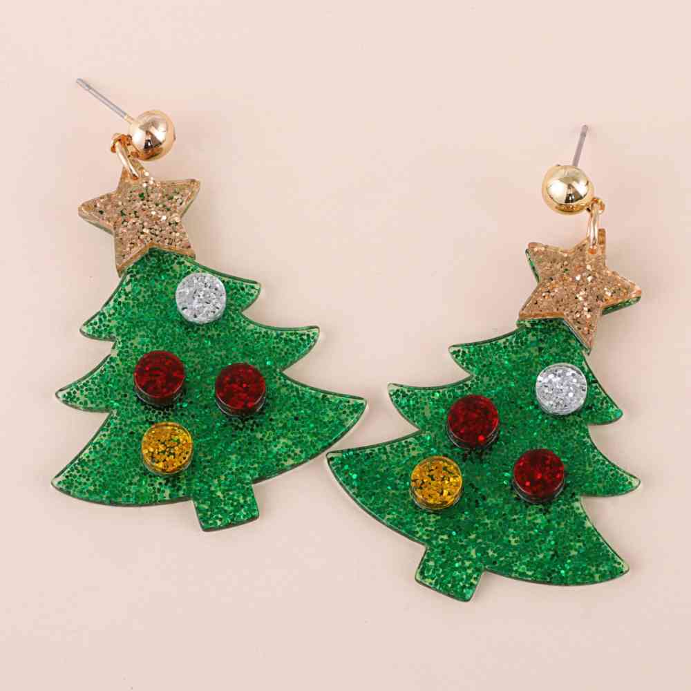 Christmas Tree Rhinestone Alloy Earrings BLUE ZONE PLANET
