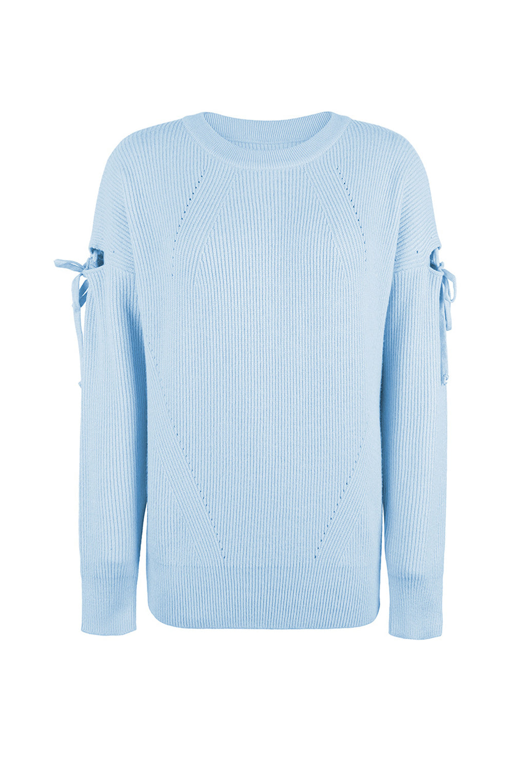 Classy Round Neck Dropped Shoulder Sweater BLUE ZONE PLANET