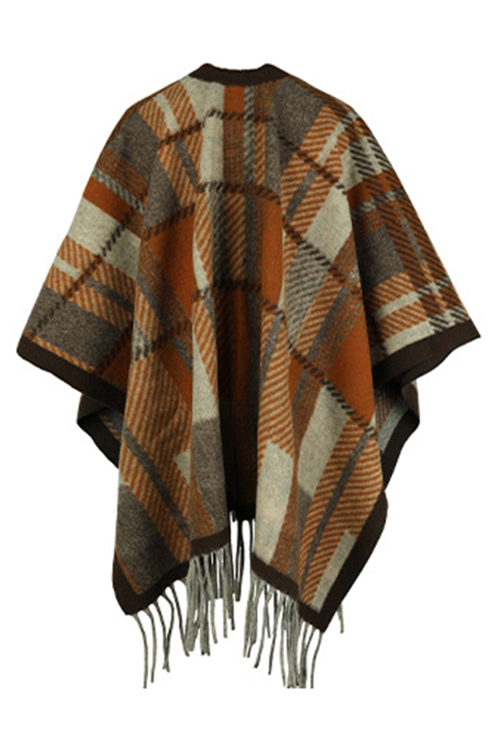 Cloak Sleeve Fringe Detail Poncho BLUE ZONE PLANET